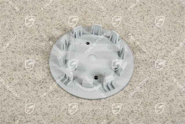 Hub cap, concave, crest coloured, Platinum Silver Metallic