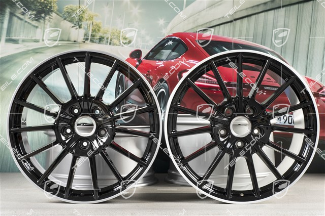 20-inch Panamera Sport wheel set, 9,5J x 20 ET 65 + 11,5 J x 20 ET 63, rims arms in black
