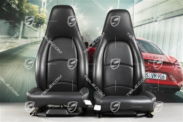 Seats, el. adjustable, leather, black , set (L+R)