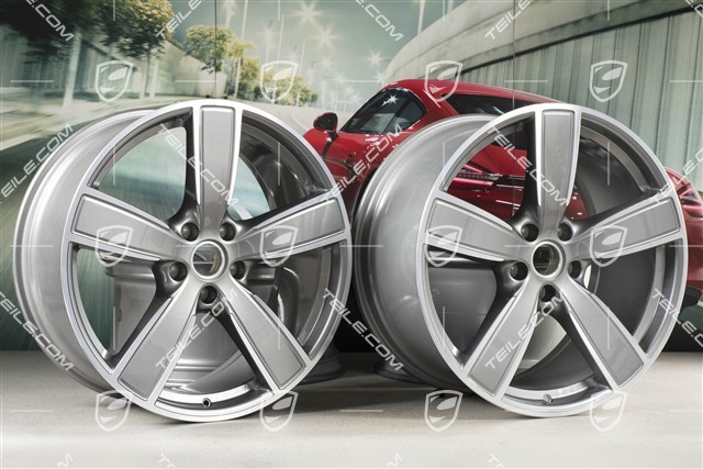 22" Felgensatz Cayenne Sport Classic, 10J x 22 ET48 + 11,5J x 22 ET61, Platinsilber