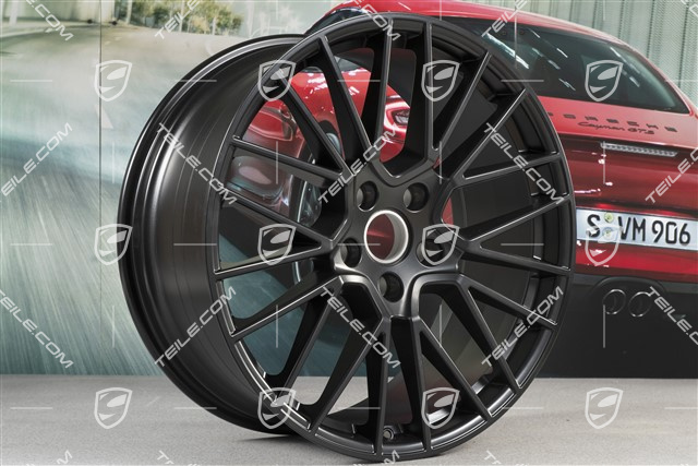 21-inch wheel rim set Cayenne RS Spyder, 11J x 21 ET49 + 9,5J x 21 ET46, for Cayenne Coupé, black satin matt