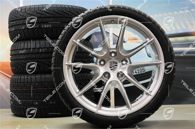 20" Carrera S (III) Winterräder Satz, Felgen 8,5J x 20 ET51 + 11J x 20 ET52 + Pirelli Winterreifen 245/35 ZR20 + 295/30 ZR20, ohne RDK-Sensoren