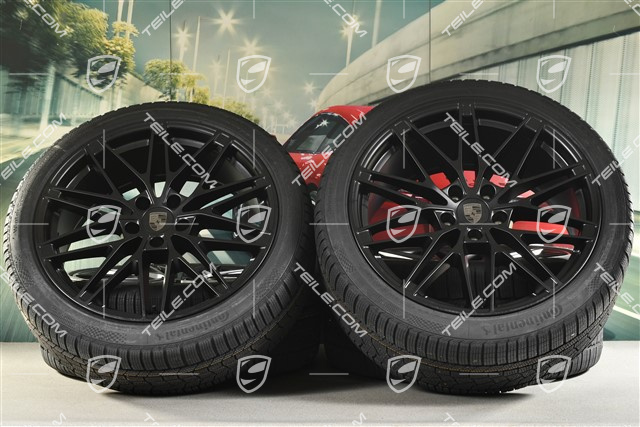 22" RS Spyder Design Winterräder Satz, Felgen 9J x 22 ET29 + 11J x 22 ET47 + Continental Winterreifen 255/40 R22 + 295/35 R22, in Schwarz Seidenmatt