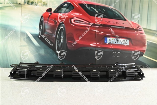 Trim, upper / rear, Porsche logo, black matte