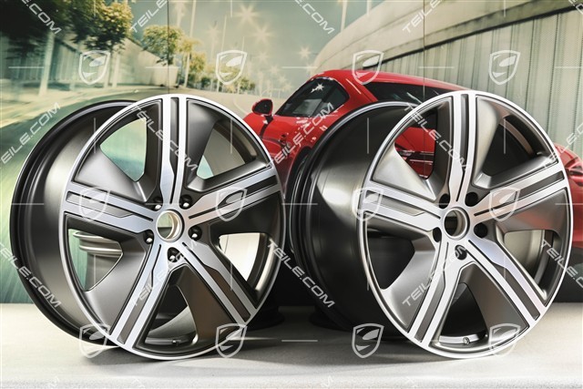 22-inch Macan Exclusive Design wheel rim set, 9J x 22 ET29 + 11J x 22 ET47, Turbonit