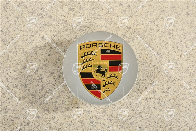 Hub cap, concave, coloured crest, Brilliant Chrome