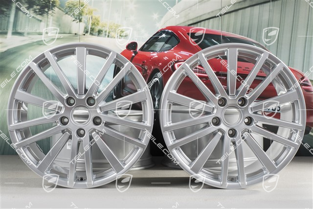 20" Komplet felg Panamera Design, 9,5J x 20 ET71 + 11,5J x 20 ET68, srebrny Brilliant chrome