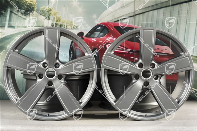 22" Komplet felg Cayenne Sport Classic, 10J x 22 ET48 + 11,5J x 22 ET61, Platinum półmat satyna