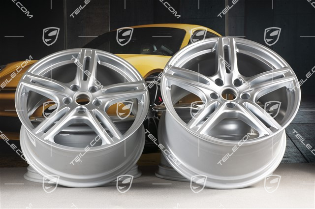 20" Komplet felg Panamera Turbo, 9,5J x 20 ET71 + 11,5J x 20 ET68, srebrny Brilliant chrome