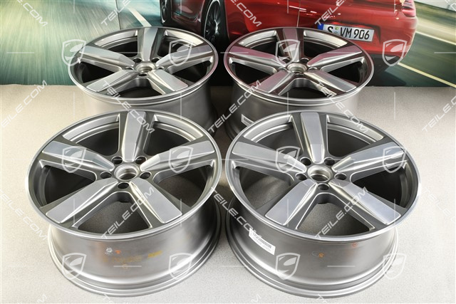22-inch wheel rim set Cayenne Coupe Exclusive Design Sport, 10J x 22 ET48 +11,5J x 22 ET52, Platinum Silver