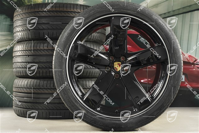 21-inch "Sport Classic" black (high gloss) summer wheels set, rims 9J x 21 ET26 + 10J x 21 ET19, Continental summer tyres 265/40 R 21 + 295/35 R 21, with TPMS