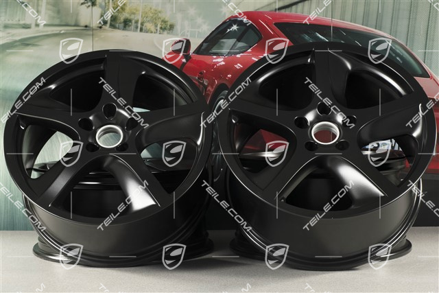 20-inch Cayenne SportTechno wheel set, front 9-inch + rear 10-inch, black satin mat