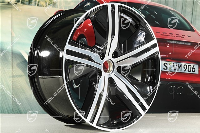 22-inch Macan Exclusive Design wheel rim set, 9J x 22 ET29 + 11J x 22 ET47, black high gloss