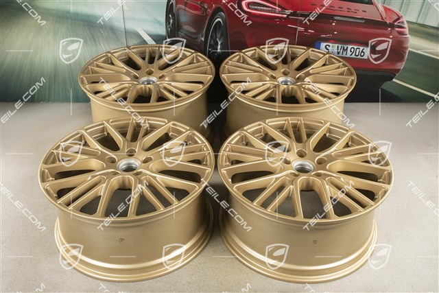 21-inch wheel rim set Panamera Exclusive Design Sport, 9,5J x 21 ET71 + 11,5J x 21 ET69, Aurum satin mat