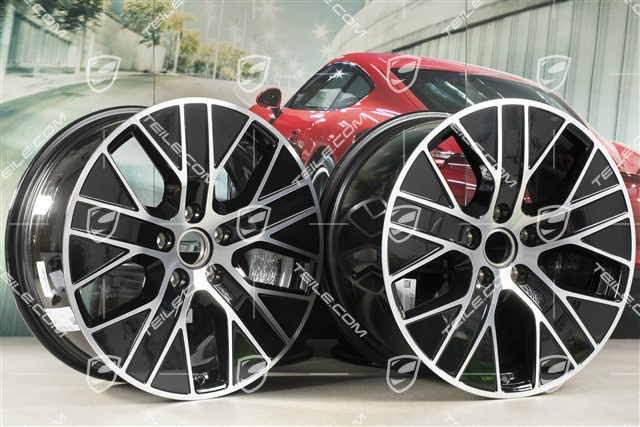 20-inch Turbo Aero wheel rim set, 9J x 20 ET54 + 11J x 20 ET60, black high gloss + glossy Surface