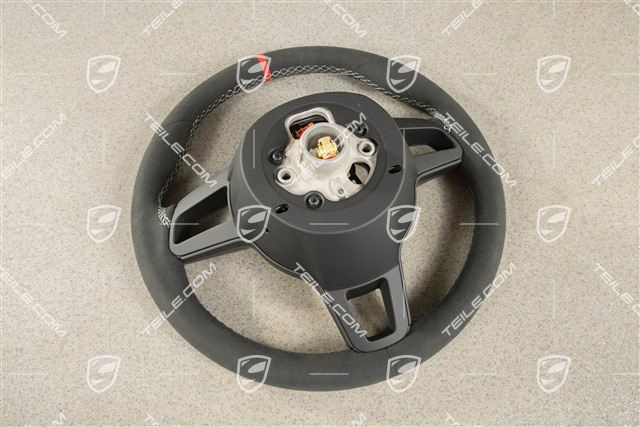 Sports Steering wheel GT, Alcantara, black/silver, 12 o'clock marking Red
