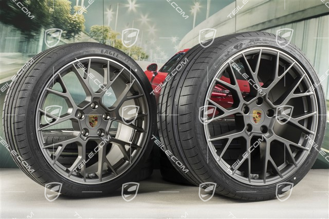 20"+21" koła letnie, komplet RS Spyder Design, felgi 8,5J x 20 ET53 + 11,5J x 21 ET67 + opony letnie Goodyear 245/35 R20 + 305/30 R21, z czujnikami ciśnienia, platinum satynowy półmat