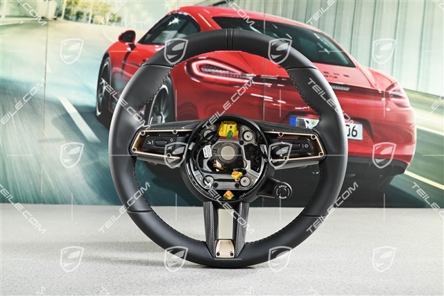 Multifunktionslenkrad, Sport Chrono, beheizbar, schwarzes Leder/Carbon/Gold