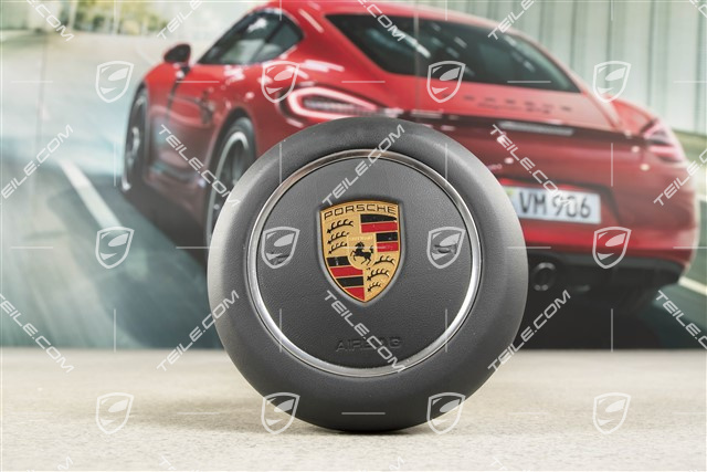 Airbag-Einheit für Lenkrad, Leder, Schwarz