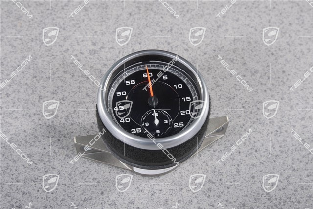 Stopp watch, matt black / galvano silver