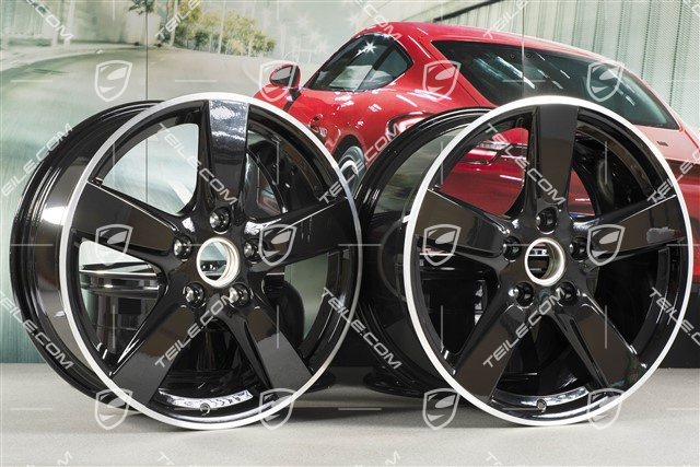 19" Komplet felg Cayman S, 8J x 19 x ET 57 + 9,5J x 19 x ET 45, gwiazda felgi czarna