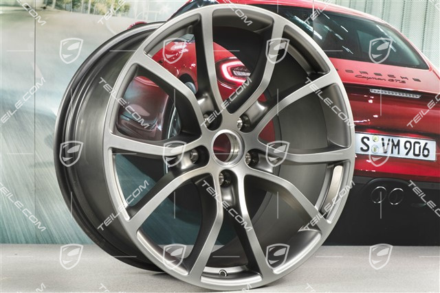 21-inch wheel rim set Cayenne Exclusive Design, 11J x 21 ET49 + 9,5J x 21 ET46, for Cayenne Coupé, Platinum satin matt
