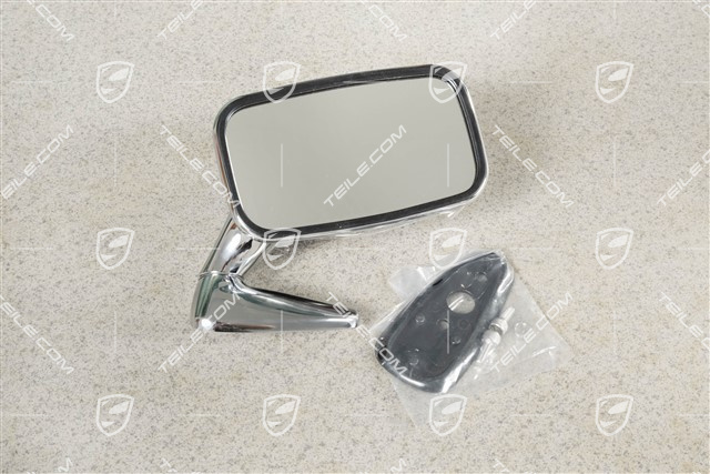 Lusterko zewnętrzne / drzwi, prostokątne, małe, chromowane, R