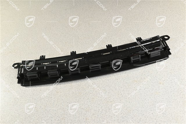 Trim, upper / rear, Porsche logo, black matte