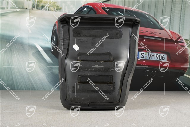 Back seat lower / cushion, Cabrio, Draped leather, Black, L