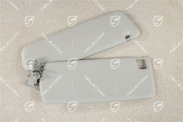 Blenda przeciwsłoneczna, z lusterkiem, Steel grey, Skóropodobna, L