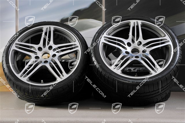 19" Winterräder Satz Turbo (4 Felgen + 4 Reifen), 8,5J x 19 ET56 + 11J x 19 ET51 + NEUE Winterreifen 235/35R19 + 295/30R19, mit RDK Sensoren