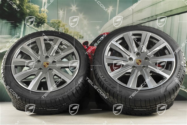20" koła zimowe Taycan Tequipment Design, komplet, felgi 9J x 20 ET54 + 11J x 20 ET60 + NOWE opony zimowe Pirelli 245/45 R20 + 285/40 R20