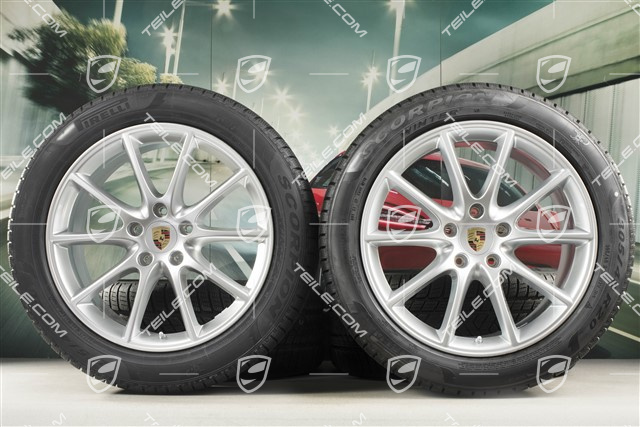20" Cayenne COUPE Design Winterräder Satz, Felgen 9J x 20 ET50 + 10,5J x 20 ET55 + NEUE Pirelli Winterreifen 275/45 R20 + 305/40 R20, mit RDK-Sensoren, DOT/Bj. 2020