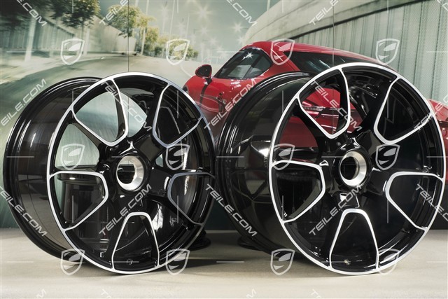 20"+21" komplet felg Turbo S Exclusive Design, 9,5J x 20 ET44 + 12J x 21 ET70, czarny wysoki połysk