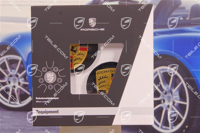 Radzierdeckel Satz, Schwarz Hochglanz, Wappen farbig, für 21-Zoll Sport Classic Felgen