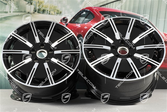 20" komplet felg Sport Aero, 9J x 20 ET54 + 11J x 20 ET60, czarny wysoki połysk + frezowana powierzchnia
