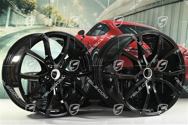 21" Komplet felg Cayenne Exclusive Design, 11J x 21 ET49 + 9,5J x 21 ET46, do Cayenne Coupé, czarny wysoki połysk