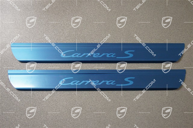 Listwa ozdobna / próg, stal szlachetna, napis "Carrera S", komplet L+R