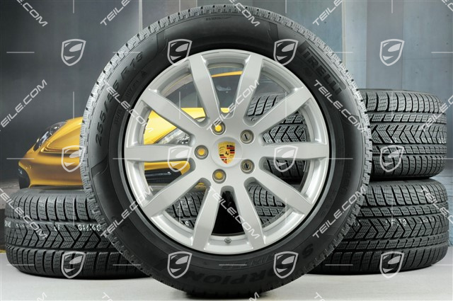 19" Cayenne S Winterräder Satz, Felgen 8,5J x 19 ET47 + 9,5J x 19 ET54 + NEUE Pirelli Winterreifen 255/55 R19 + 275/50 R19, mit RDK-Sensoren