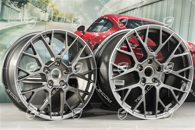 20+21" Komplet felg RS Spyder, felgi: przednie 8,5J x 20 ET53 + tylne 11,5J x 21 ET67, platinum satynowy półmat
