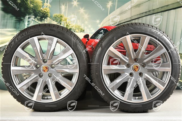 20" koła zimowe Taycan Tequipment Design, komplet, felgi 9J x 20 ET54 + 11J x 20 ET60, opony zimowe Pirelli 245/45 R20 + 285/40 R20