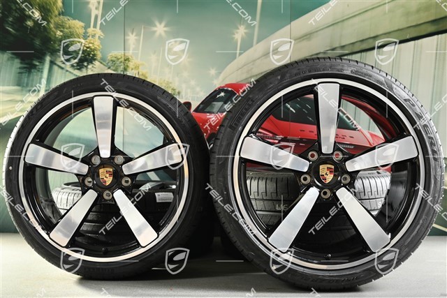 20-inch + 21-inch Turbo Exclusive Design summer wheel set, rims 9,5J x 20 ET44 + 12J x 21 ET70 + NEW Pirelli summer tyres 255/35 R20 + 315/30 R21, black high gloss