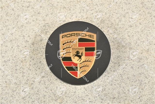 Radzierdeckel, konkav, farbiges Wappen, anthrazit