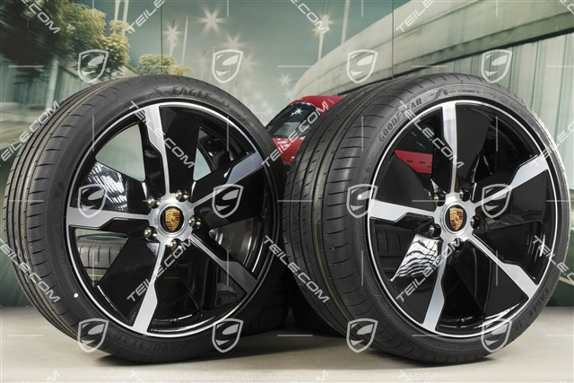 21" Exclusive Design summer wheel set, rims 9,5J x 21 ET60 + 11,5J x 21 ET66 + Goodyear summer tyres 265/35 R21 + 305/30 R21, black