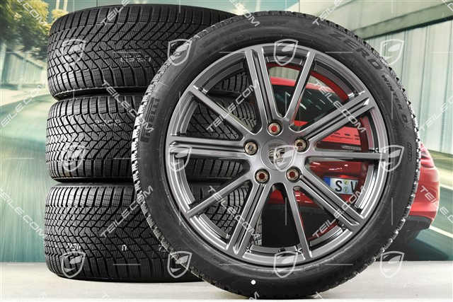 20" Panamera Turbo Winterräder Satz, Felgen 9,5J x 20 ET71 + 10,5J x 20 ET71 + NEUE Pirelli Winterreifen 275/40 R20 + 315/35 R20, Adamantium