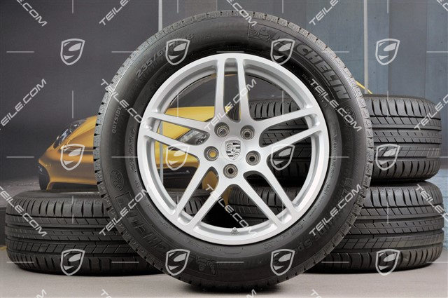 18" "Macan S" koła letnie komplet, felgi 8J x 18 ET21 + 9J x 18 ET21, opony letnie Michelin Latitude Sport 235/60 ZR 18 + 255/55 ZR 18, z czujnikami ciśni