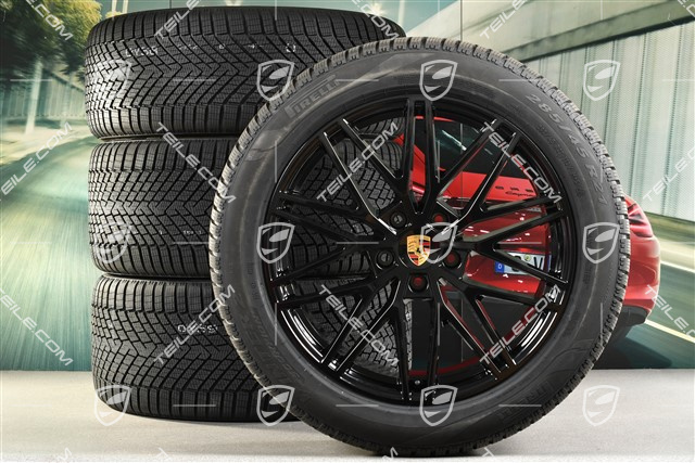 21" koła zimowe RS Spyder Design, komplet, felgi 9,5J x 21 ET46 + 11,0J x 21 ET58 + NOWE opony zimowe Pirelli 285/45 R21 + 305/40 R21, z czujnikami ciśnienia, czarny wysoki połysk