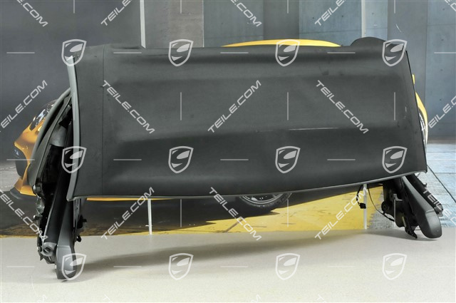 Dach Cabrio, kompletny, szyba szklana, zawiera czarne płótno dachu, lekko uszkodzone płótno