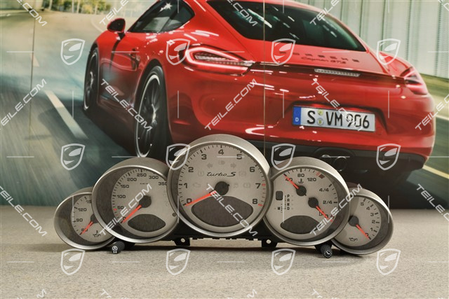 Instrument cluster / Speedometer, PDK transmission, Silver / Volcano grey Dials, Turbo S