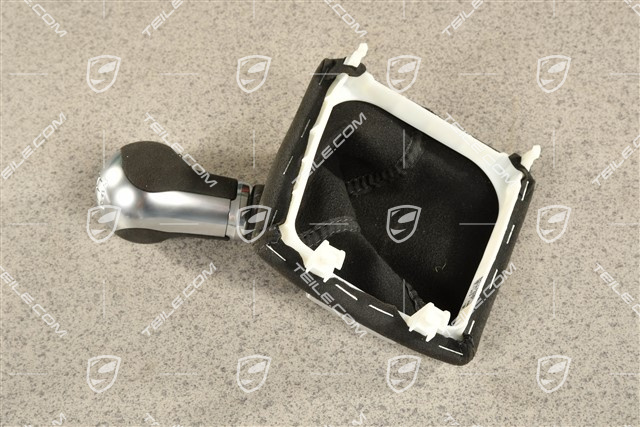 Schaltknauf / Schaltknopf mit Schaltmanschette, Alcantara, Schwarz, Schaltgetriebe